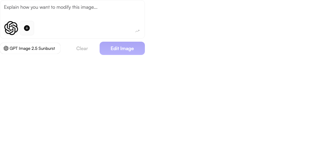 On desktop, open an available image project and describe the change in Chat to Edit. Actual Fogza UI rendered with sample data; not a customer result.