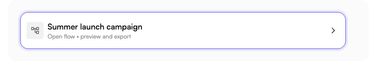 When Chat proposes a Flow, open it and review the planned work before continuing. Actual Fogza UI rendered with sample data; not a customer result.