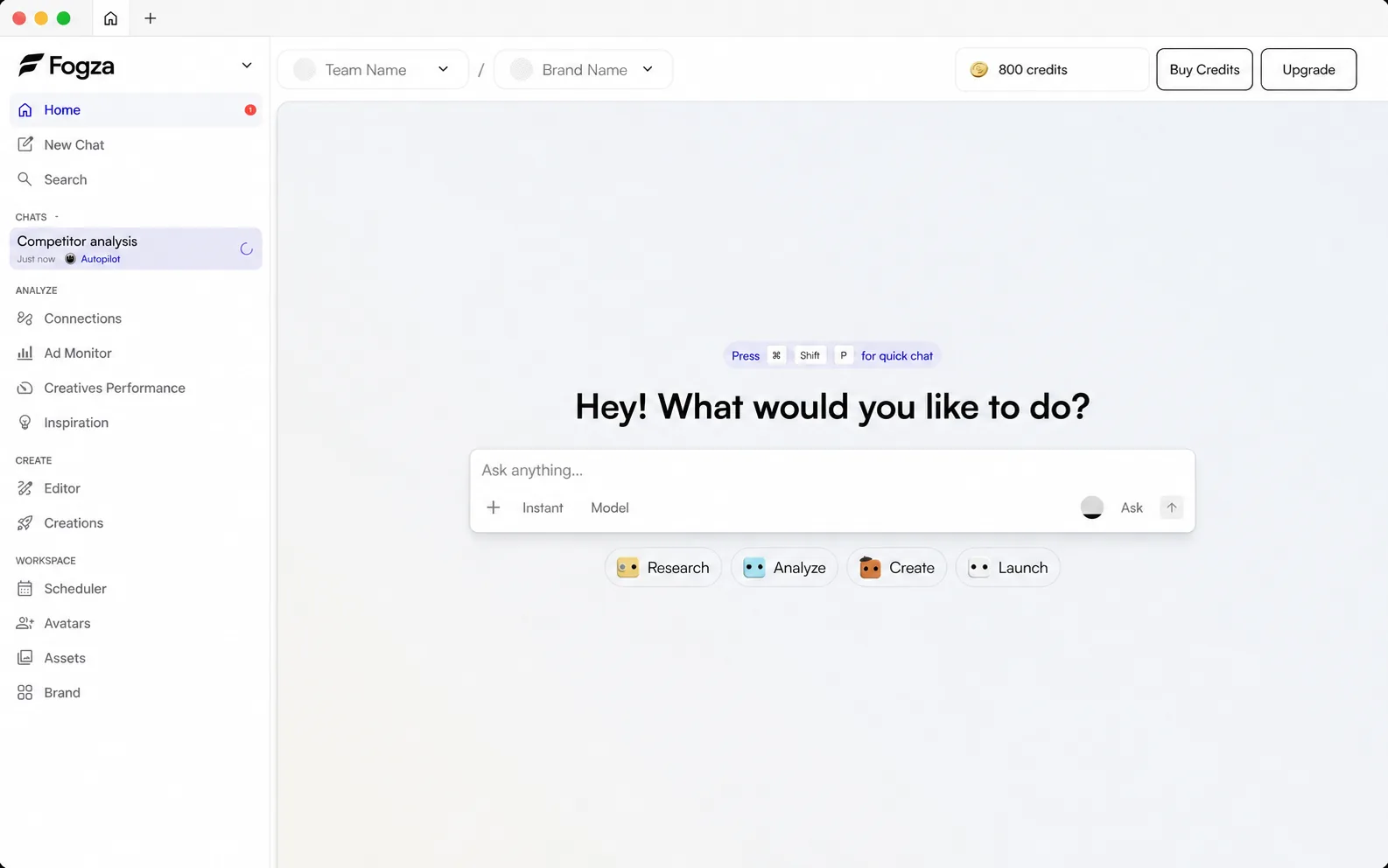 Fogza Desktop app showing an Autopilot conversation