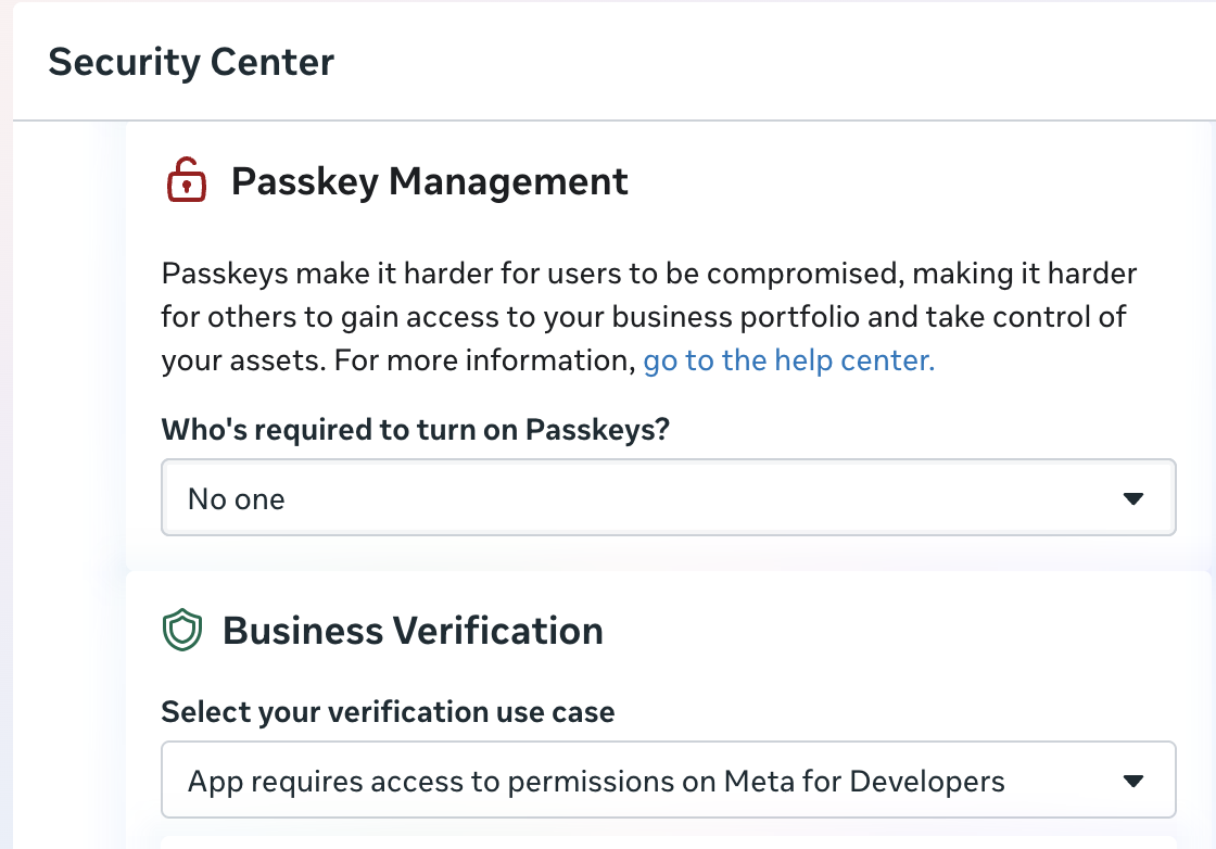 Security Center - Business Verification